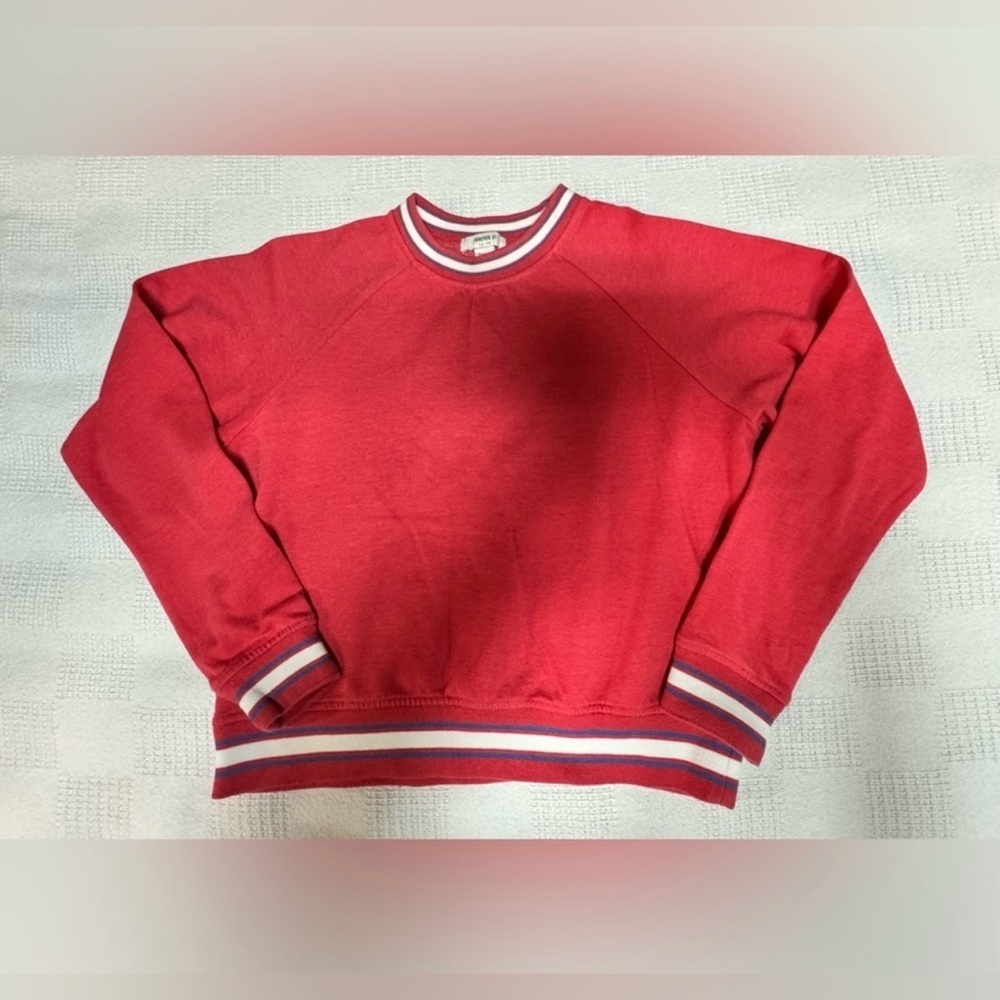Forever 21 Red Crewneck Sweater with Striped Accents